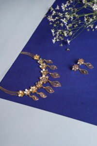 Gold Necklace (18 CT) Turquoise Design Necklace with White Rhodium (22.991 gm)