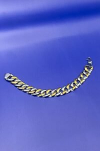 Sterling Silver 925 Men Bracelet (Dual Tone Cuban Link Design – 20.040 gm)
